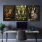 3pcs Fox Butterfly & Rabbit Designs with Floral Metal Print Ready to Hang Art