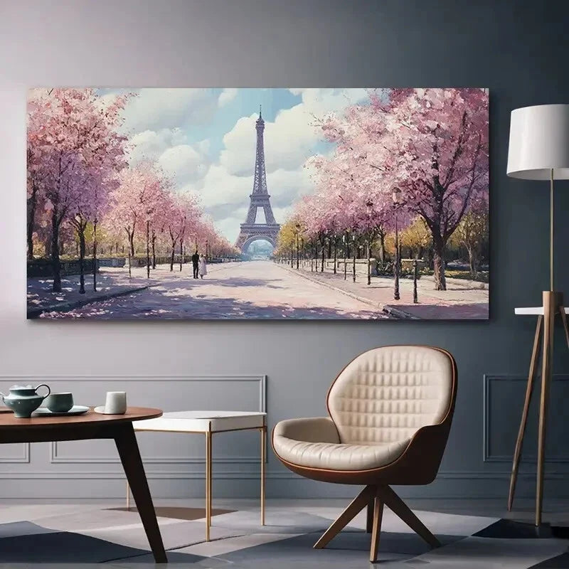Modern Romantic Paris Street Wall Art Canvas Office Home Room Framed 120x60cm