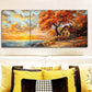 3pcs Vibrant Coastal Sunset Landscape with Autumn Metal Print Ready to Hang Art