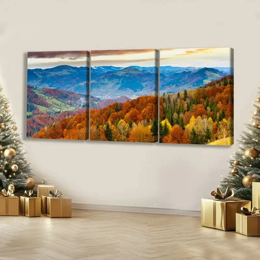 3pcs Fantasy Nature Valley Scene Colorful Trees Wall Art Set Canvas Framed 40x60cm - High Quality Print 100% Australian Made Wall Canvas Ready to Hang