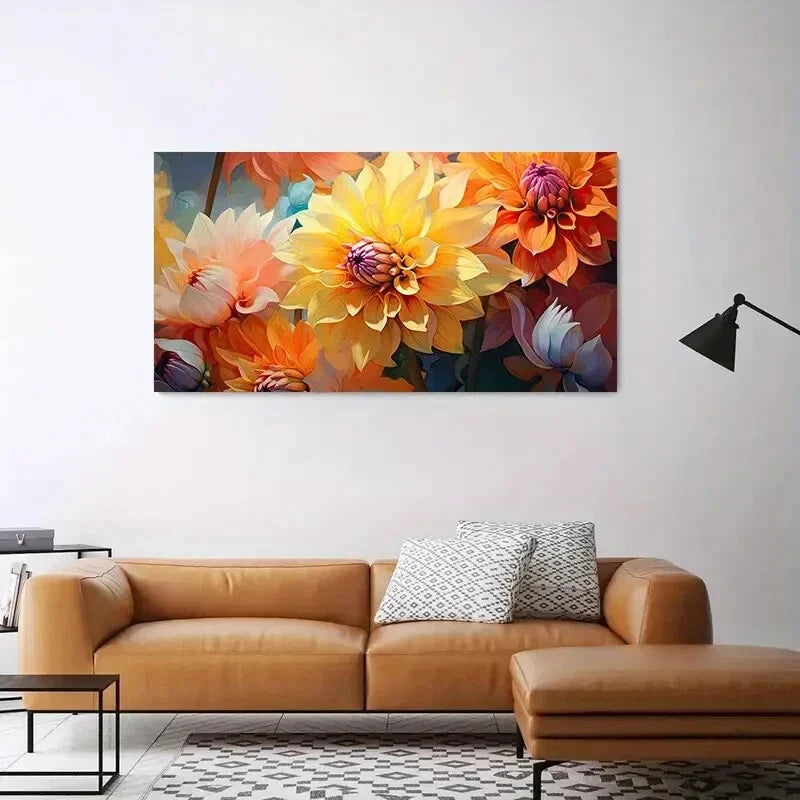Abstract Floral Painting wall canvas office home room framed 120x60cm