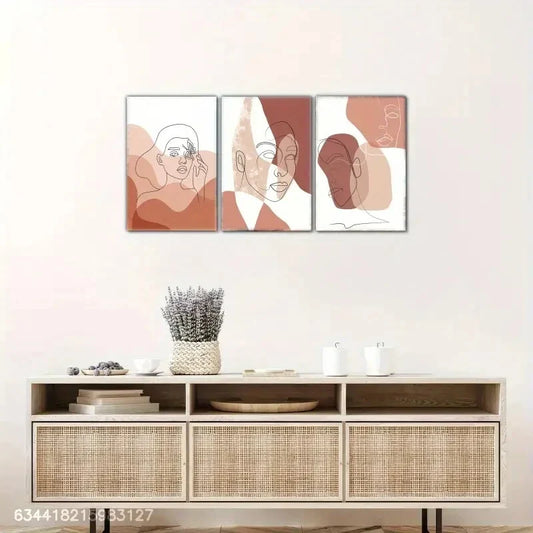 3pcs Minimalist Line Art of Women Metal Print Ready to Hang Art