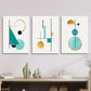 3pcs Abstract trio, circles, triangles, artistic Metal Print Ready to Hang Art