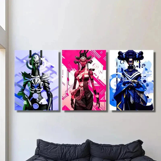 3pcs  Abstract Female Characters in Traditional Metal Print Ready to Hang Art Metal Print Ready to Hang Art