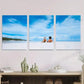 3pcs Beach Scene Palm Trees & Clear Blue Sky Wall Art Set Canvas Framed 40x60cm - High Quality Print 100% Australian Made Wall Canvas Ready to Hang