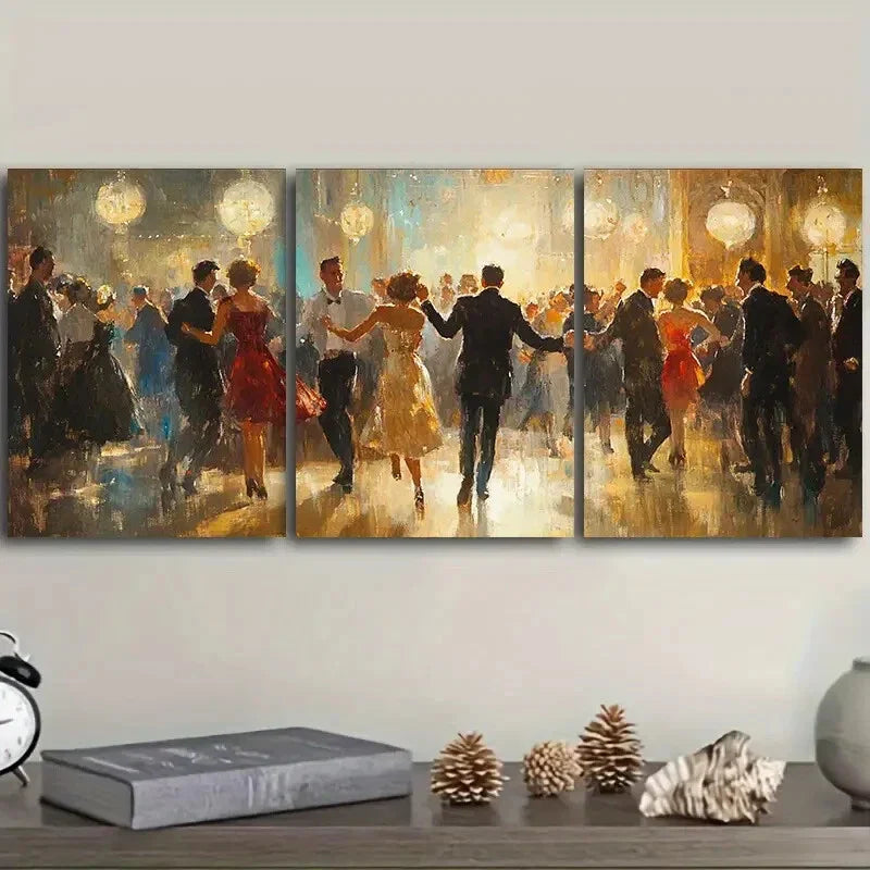 3pcs A picture of people dancing in the middle Metal Print Ready to Hang Art