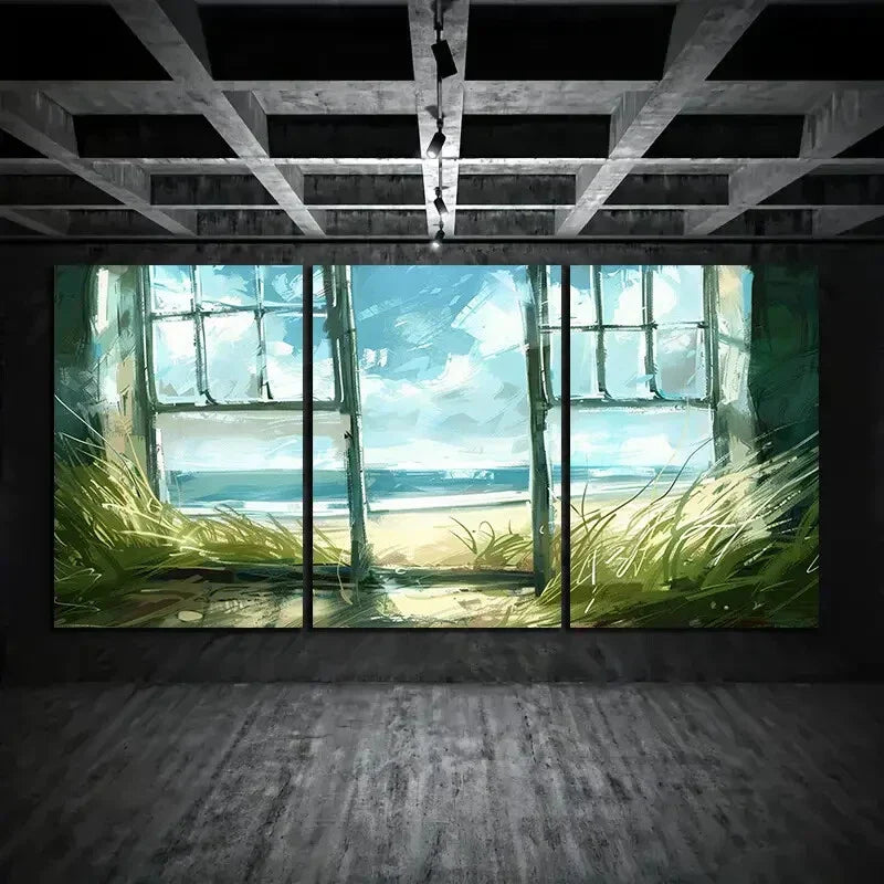 3pcs Vivid Grassland and Blue Sky Metal Print Ready to Hang Art