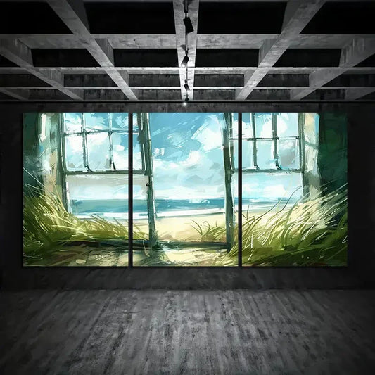 3pcs Vivid Grassland and Blue Sky Metal Print Ready to Hang Art