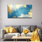 Modern Blue Golden Sky Design Wall Art Canvas Office Home Room Framed 120x60cm