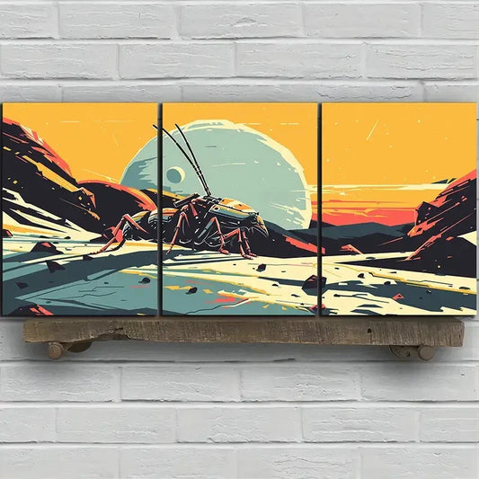 3pcs Big Ant Yellow Black Red Metal Print Ready to Hang Art