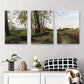 3pcs Tranquil Dirt Road with Trees & Wildflowers Metal Print Ready to Hang Art