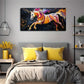 White Horse Running on Black Wall Art Canvas Office Home Room Framed 120x60cm
