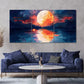 Red Full Moon Rising 3 Piece Painting Style Art Canvas Framed 40x60cm - High Quality Print 100% Australian Made Wall Canvas Ready to Hang