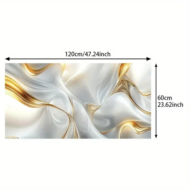 White Golden Silk Textured wall canvas office home room framed 120x60cm