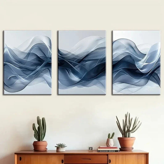3pcs Modern Art Abstract Geometric Lines Metal Print Ready to Hang Art