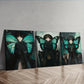 3pcs The woman with the green butterfly Wall Art Set Canvas Framed 40x60cm - High Quality Print 100% Australian Made Wall Canvas Ready to Hang