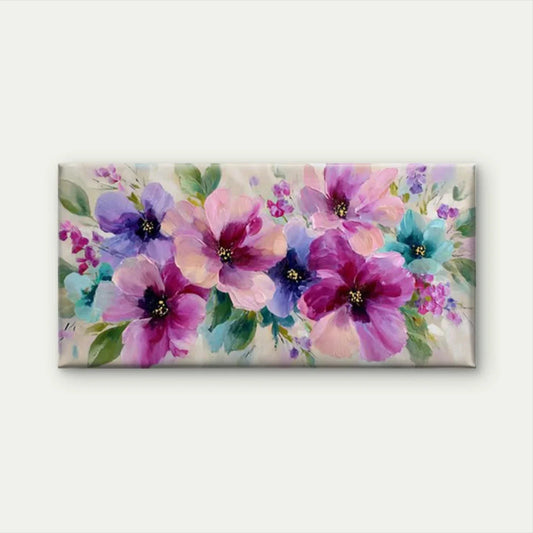 Whimsical Bloom Vibrant Floral Wall Art Canvas Office Home Room Framed 80x45cm