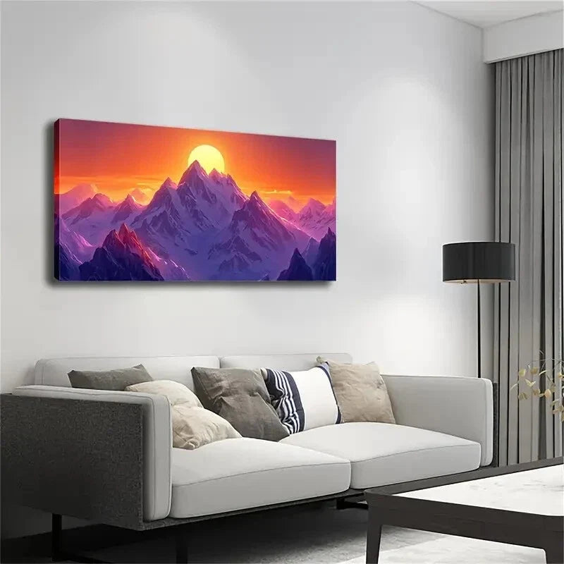 Sun Rises Slowly Sunlight Snow Wall Art Canvas Office Home Room Framed 120x60cm