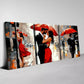 3pcs   Romantic Couple with Umbrella Raining Wall Art Set Canvas Framed 40x60cm - High Quality Print 100% Australian Made Wall Canvas Ready to Hang