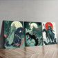 3pcs The Queen of Death, Wall Art Set Canvas Framed 40x60cm - High Quality Print 100% Australian Made Wall Canvas Ready to Hang