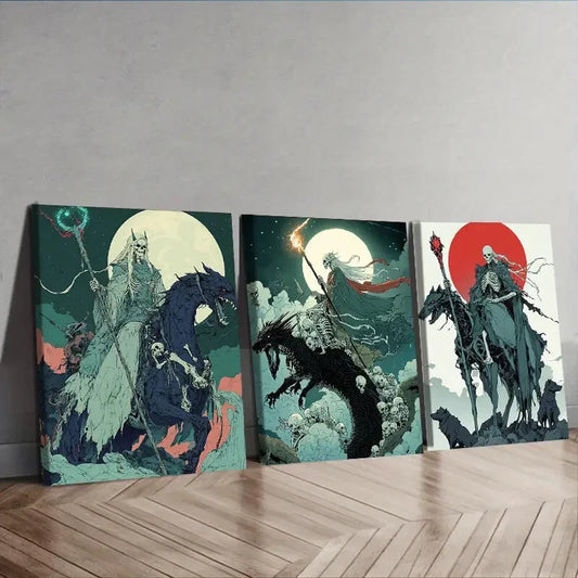 3pcs The Queen of Death, Wall Art Set Canvas Framed 40x60cm - High Quality Print 100% Australian Made Wall Canvas Ready to Hang