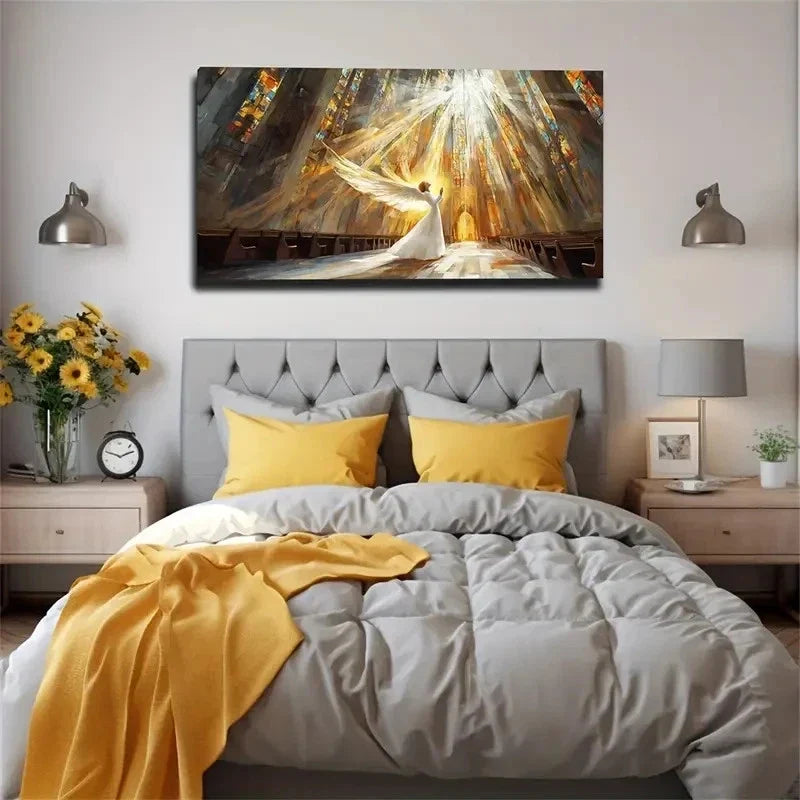White Feathered Woman Wall Art Canvas Office Home Room Framed 120x60cm