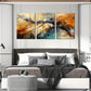 3pcs Abstract Modern Golden Blue Metal Print Ready to Hang Art