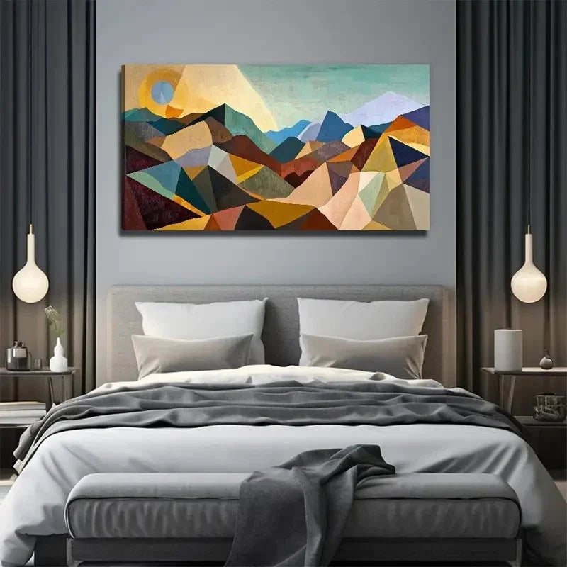 Mountains Sunset Conference Wall Art Canvas Office Home Room Framed 120x60cm