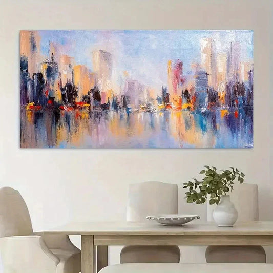 Vibrant Cityscape Architecture Wall Art Canvas Office Home Room Framed 80x45cm