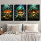 3pcs Glowing Mushroom Forest Whimsical Nature Metal Print Ready to Hang Art