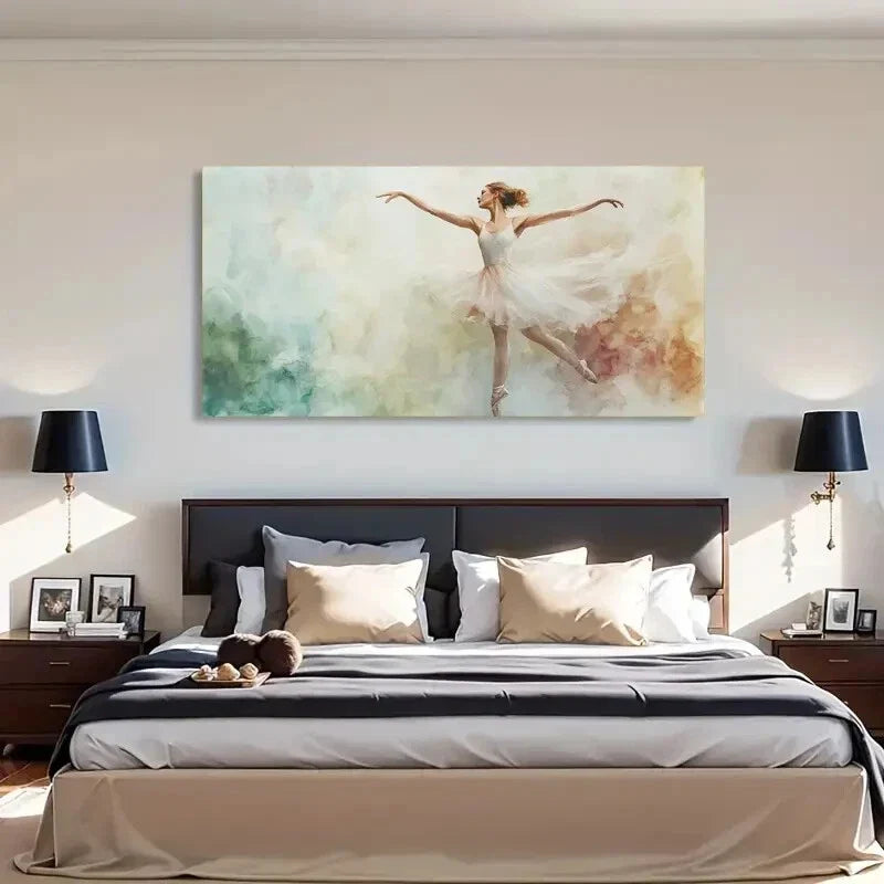Ballerina Tutu Dance Graceful Wall Art Canvas Office Home Room Framed 80x45cm