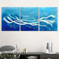 3pcs Abstract Blue & White Fish Contemporary Metal Print Ready to Hang Art
