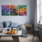 3pcs Vibrant Butterfly and Flower Triptych Wall Art Set Canvas Framed 40x60cm - High Quality Print 100% Australian Made Wall Canvas Ready to Hang