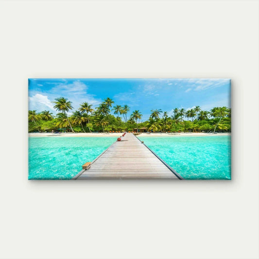 Landscape Tropical Vacation Wall Art Canvas Office Home Room Framed 80x45cm
