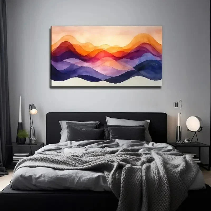 Colorful Curved Overlap Wall Art Canvas Office Home Room Framed 120x60cm