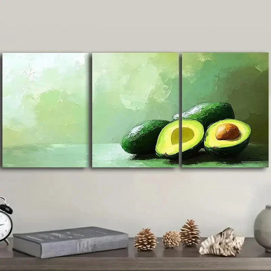 3pcs  Illustration of avocado  Metal Print Ready to Hang Art