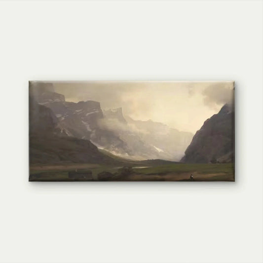 Misty Mountain Valley Landscape Wall Art Canvas Office Home Room Framed 80x45cm