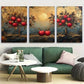 3pcs Crimson Apple Orchard Metal Print Ready to Hang Art