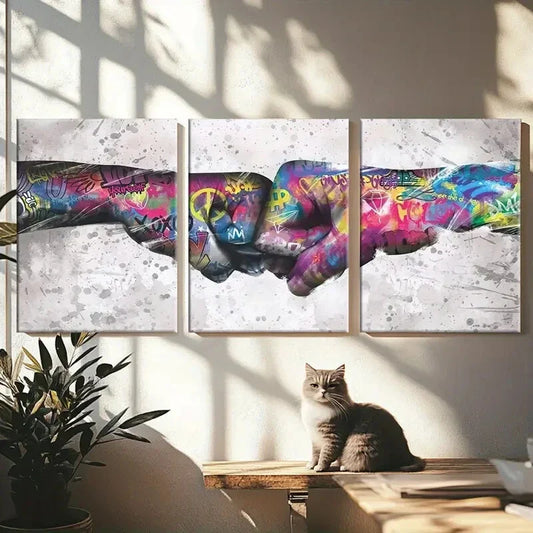 3pcs  Graffiti Fist Poster  Metal Print Ready to Hang Art
