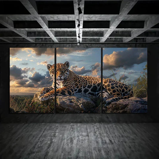 3pcs Jaguar Majestic Big Cat in Jungle Metal Print Ready to Hang Art