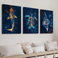 3pcs Colorful Shark Turtle and Stingray Wall Art Set Canvas Framed 40x60cm - High Quality Print 100% Australian Made Wall Canvas Ready to Hang