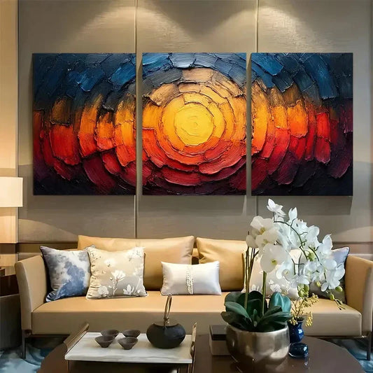 3pcs Tree Rings Gradient Vibrant Colors Metal Print Ready to Hang Art