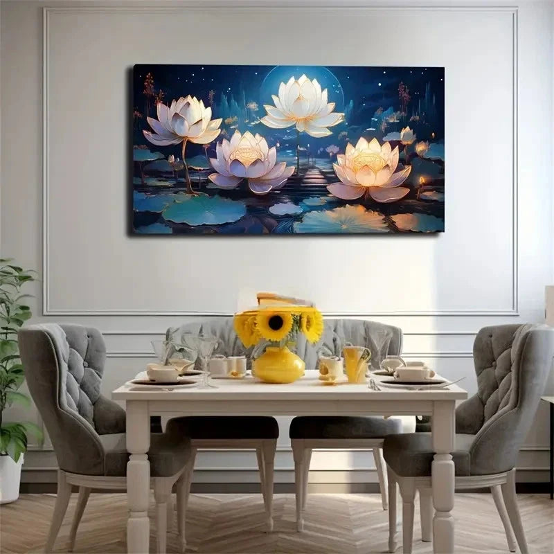 Magic For Lotus Pool Wall Art Canvas Office Home Room Framed 80x45cm