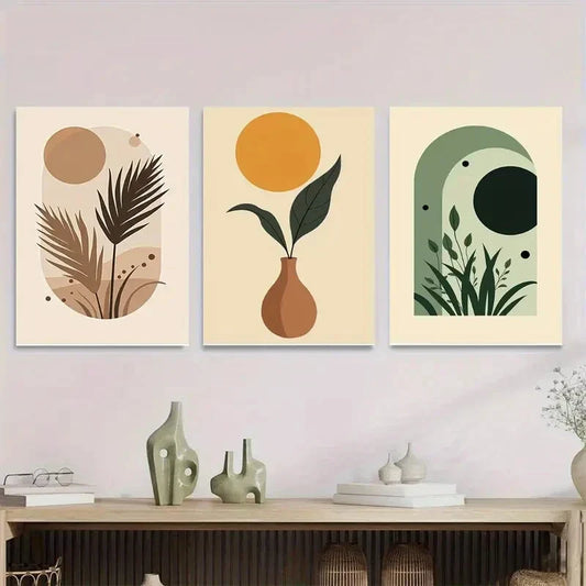3pcs Modern Abstract Boho Style Metal Print Ready to Hang Art