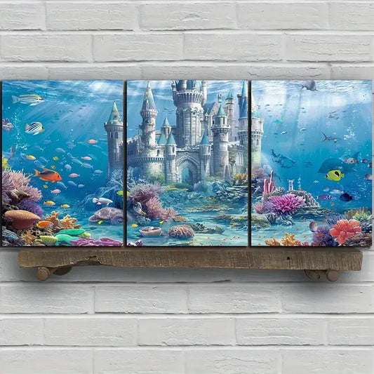 3pcs Underwater World Colourful Fishes Metal Print Ready to Hang Art