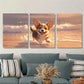 3pcs puppy Corgi is a lively and energetic, Puppy Metal Print Ready to Hang Art