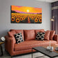 Depicts Sunflower Field Sunset Wall Art Canvas Office Home Room Framed 120x60cm