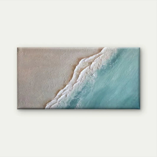 Abstract Ocean Beach Waves Wall Art Canvas Office Home Room Framed 80x45cm