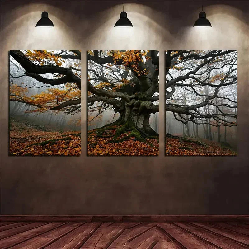 3pcs A Huge Tree Autumn Long Branches Wall Art Set Canvas Framed 40x60cm - High Quality Print 100% Australian Made Wall Canvas Ready to Hang