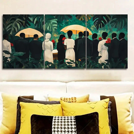 3pcs  At the funeral  Wall Art Set Canvas Framed 40x60cm - High Quality Print 100% Australian Made Wall Canvas Ready to Hang